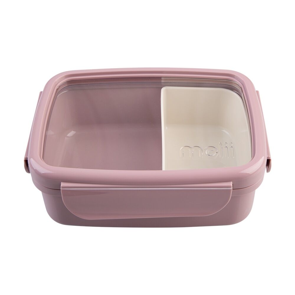 2PK Melii Bento Lunch Box Container W/ Removable Insert Pink Ivory 880ml