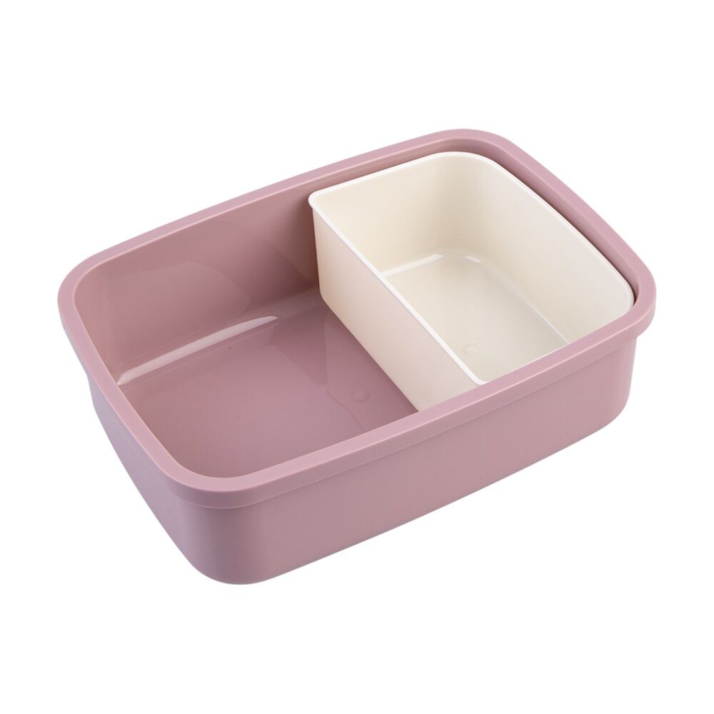 2PK Melii Bento Lunch Box Container W/ Removable Insert Pink Ivory 880ml