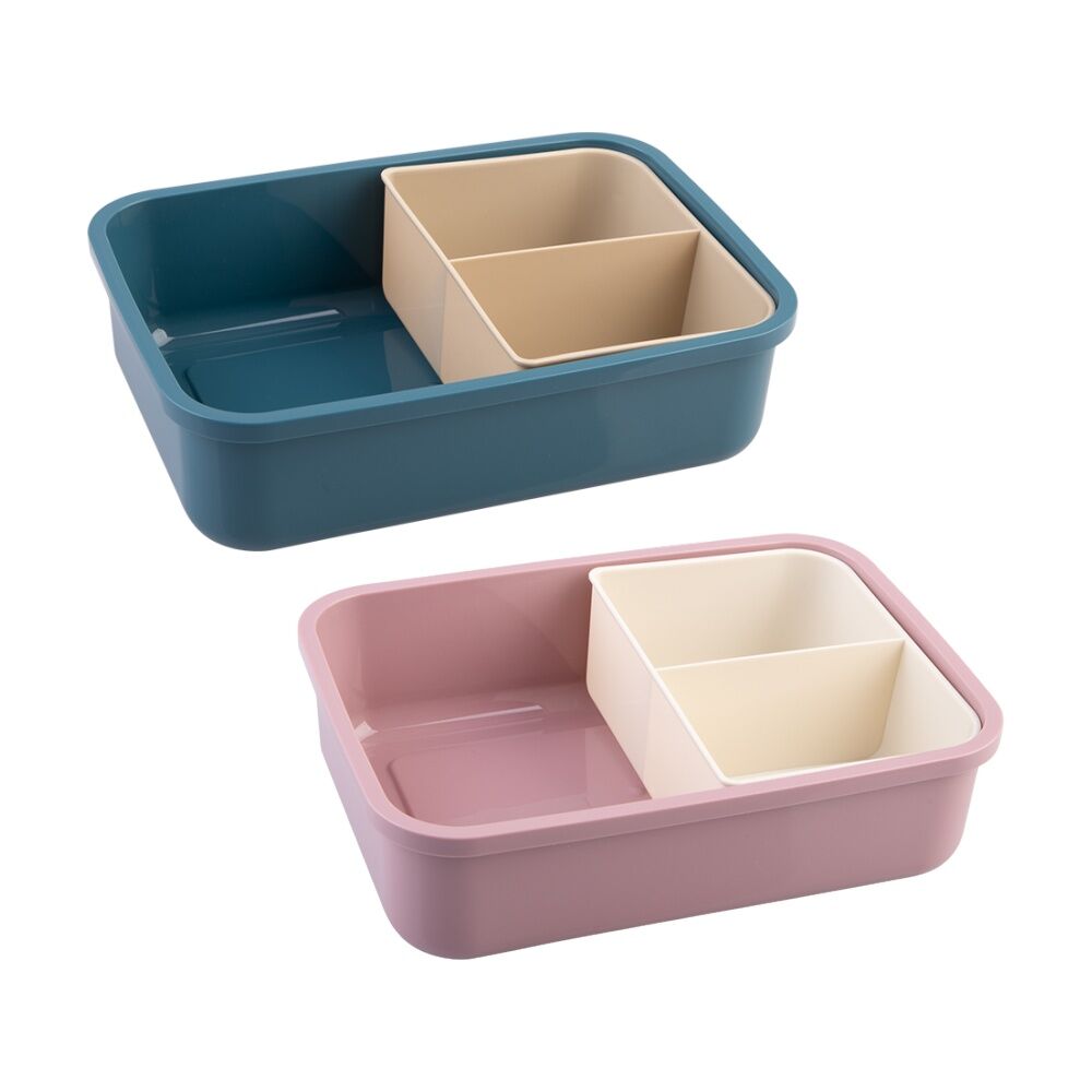 2PK Melii 3 Compartment Bento Lunch Box W/ Removable Insert Blue Mint 1.25L