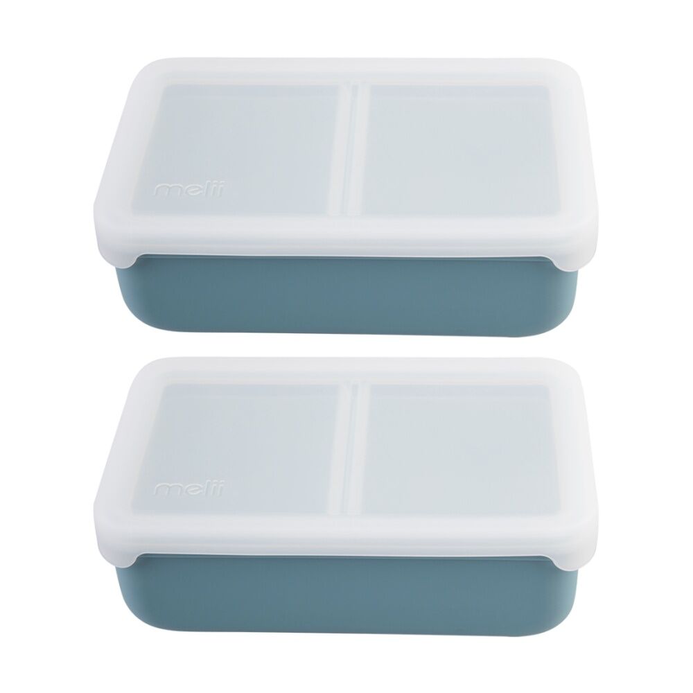 2PK Melii Silicone Bento Removable Compartments With Dividers Blue/Mint 700ml