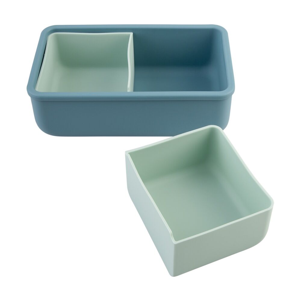 2PK Melii Silicone Bento Removable Compartments With Dividers Blue/Mint 700ml