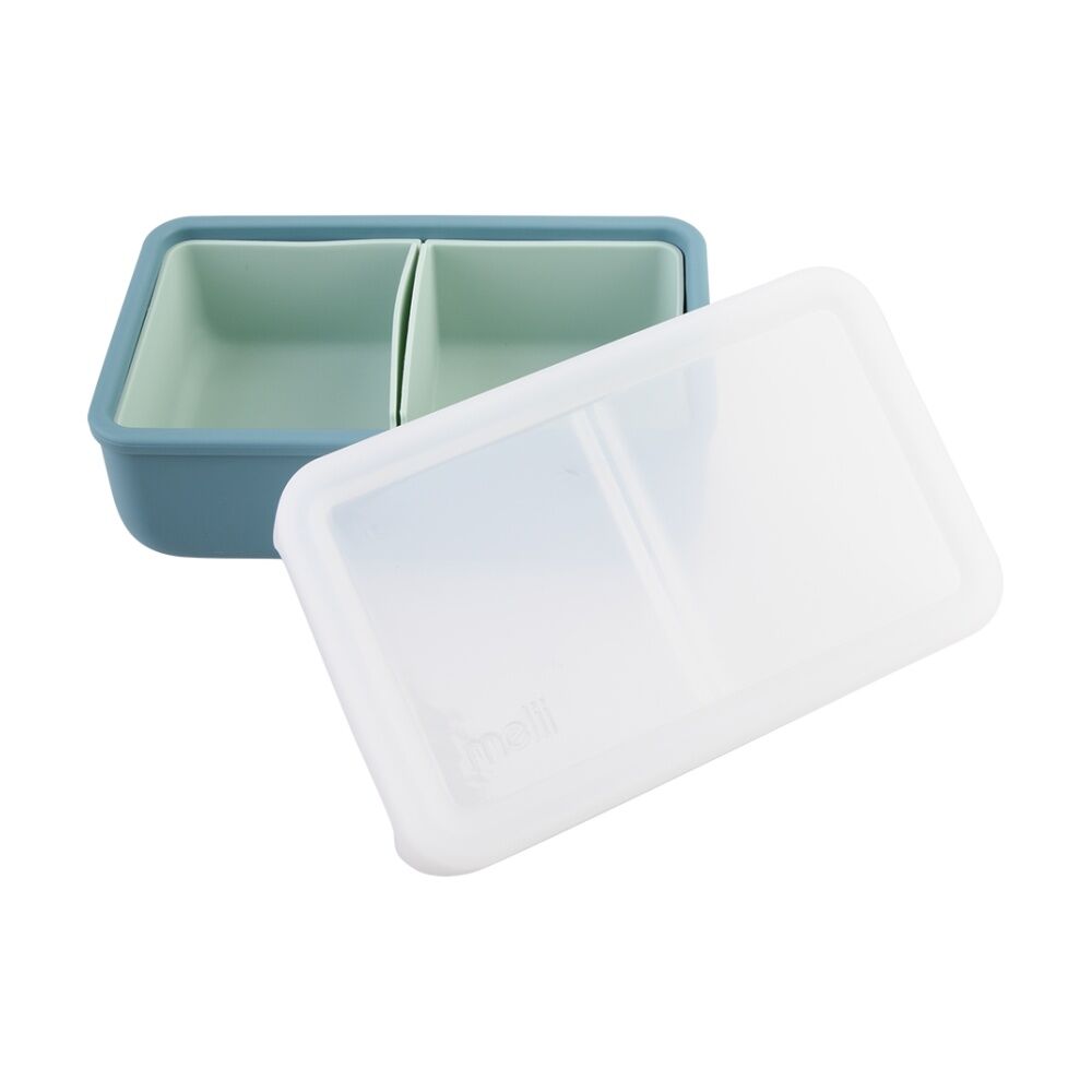 2PK Melii Silicone Bento Removable Compartments With Dividers Blue/Mint 700ml
