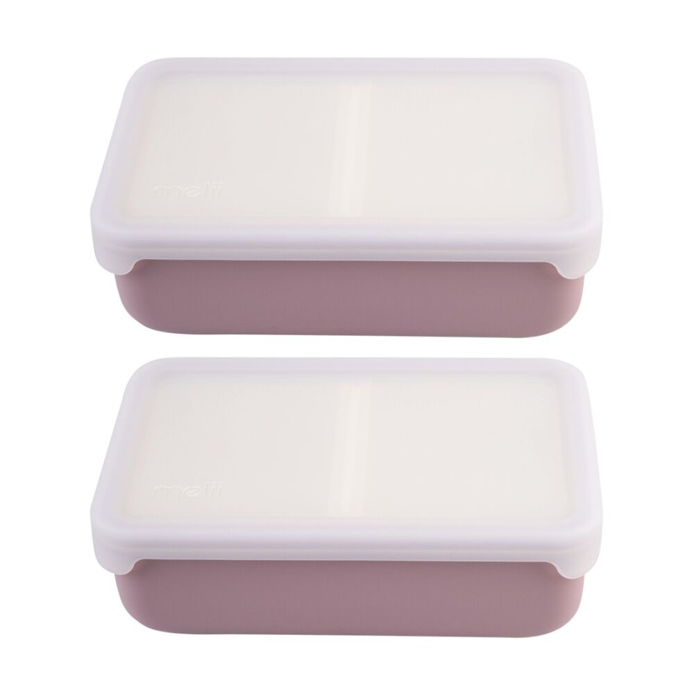 2PK Melii Silicone Bento Removable Compartments With Dividers Pink/Ivory