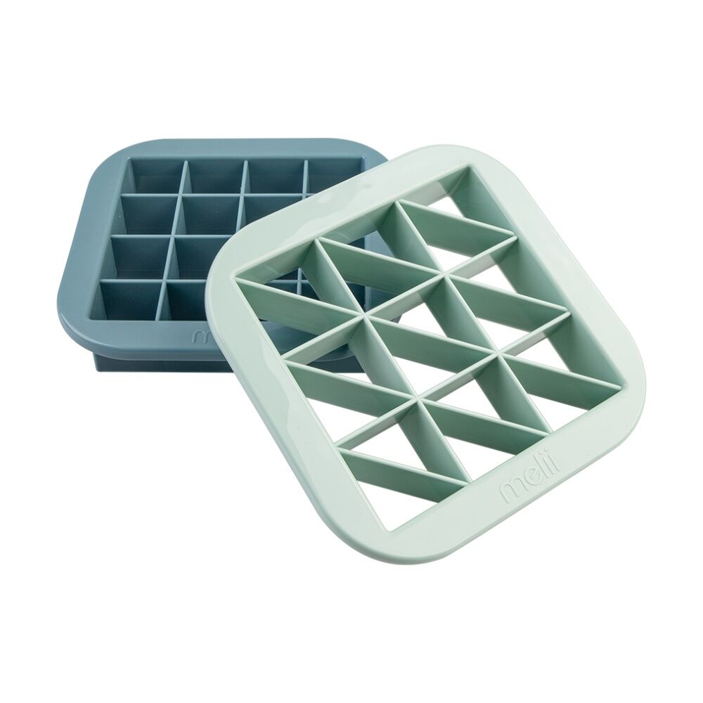 2x 2pc Melii Bite Size Sandwich Cutters Squares Triangles Set Blue/Mint