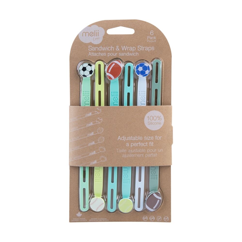 4x 6pc Melii Silicone Wrap Bands Sports Balls Design Set Multicolour