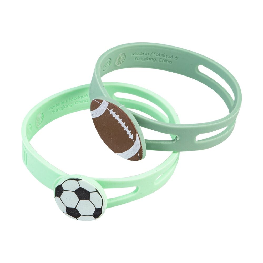 4x 6pc Melii Silicone Wrap Bands Sports Balls Design Set Multicolour