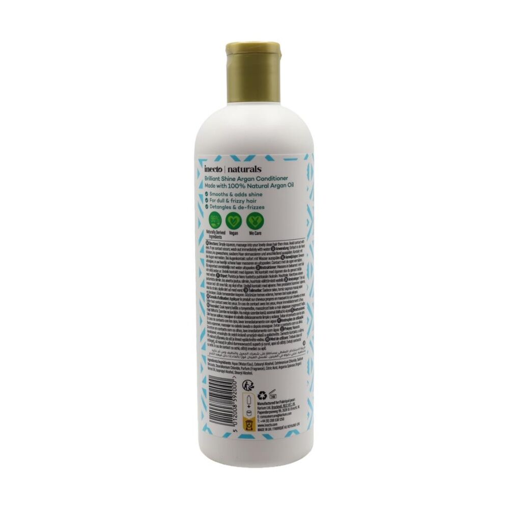 6PK Inecto Naturals Brilliant Shine Argan Oil Conditioner Dull/Frizzy Hair 500mL
