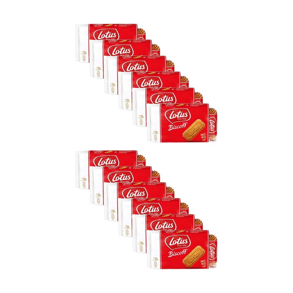 12PK Lotus Biscoff Classic Caramelised Sweet Biscuits Snack Pack 124g