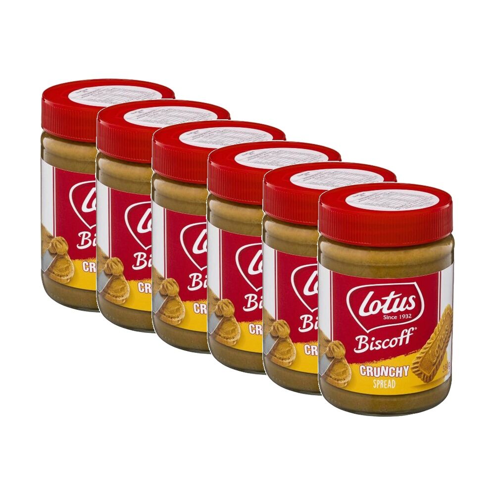 6PK Lotus Biscoff Crunchy Sweet Caramelised Biscuit Spread 400g Jar