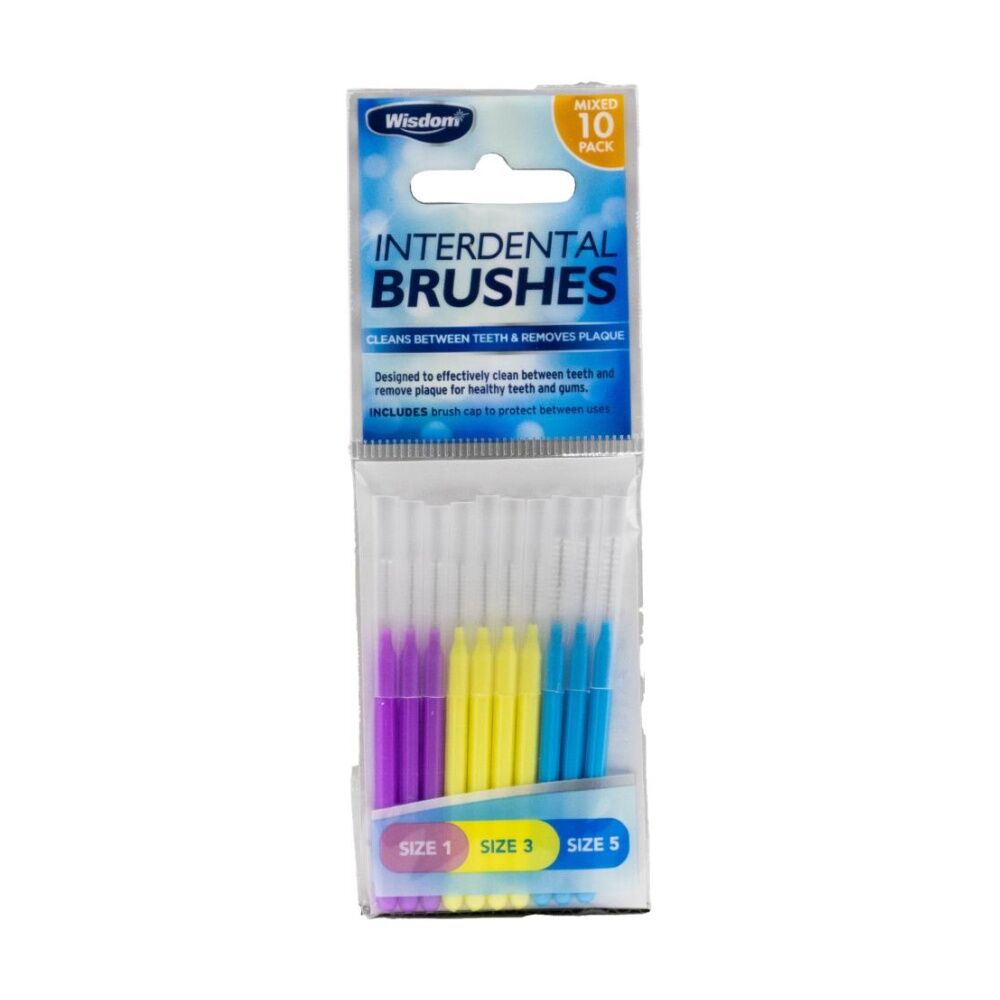 12x 10pc Wisdom Interdental Brushes Teeth Cleaning Assorted Sizes Multi Colour