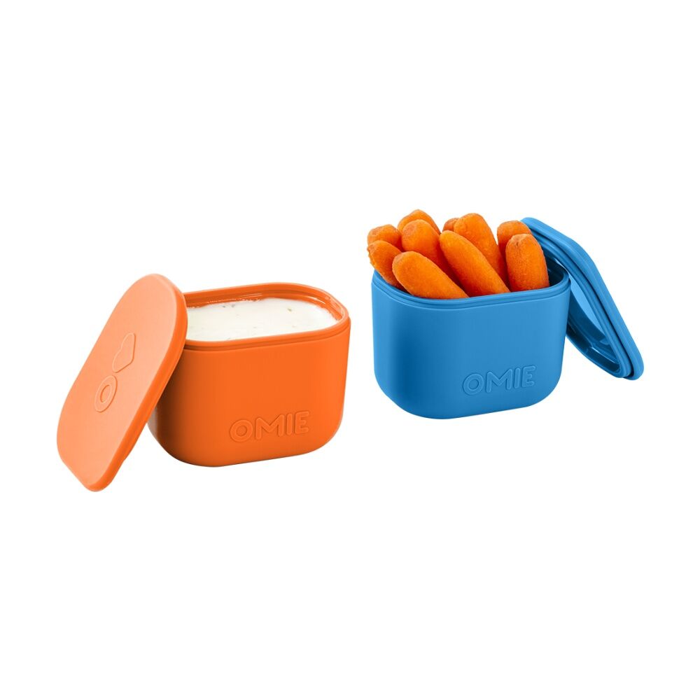 2x 2pc Omie Omiebox Up Silicone Dip Leakproof Containers Set Blue/Orange 220ml