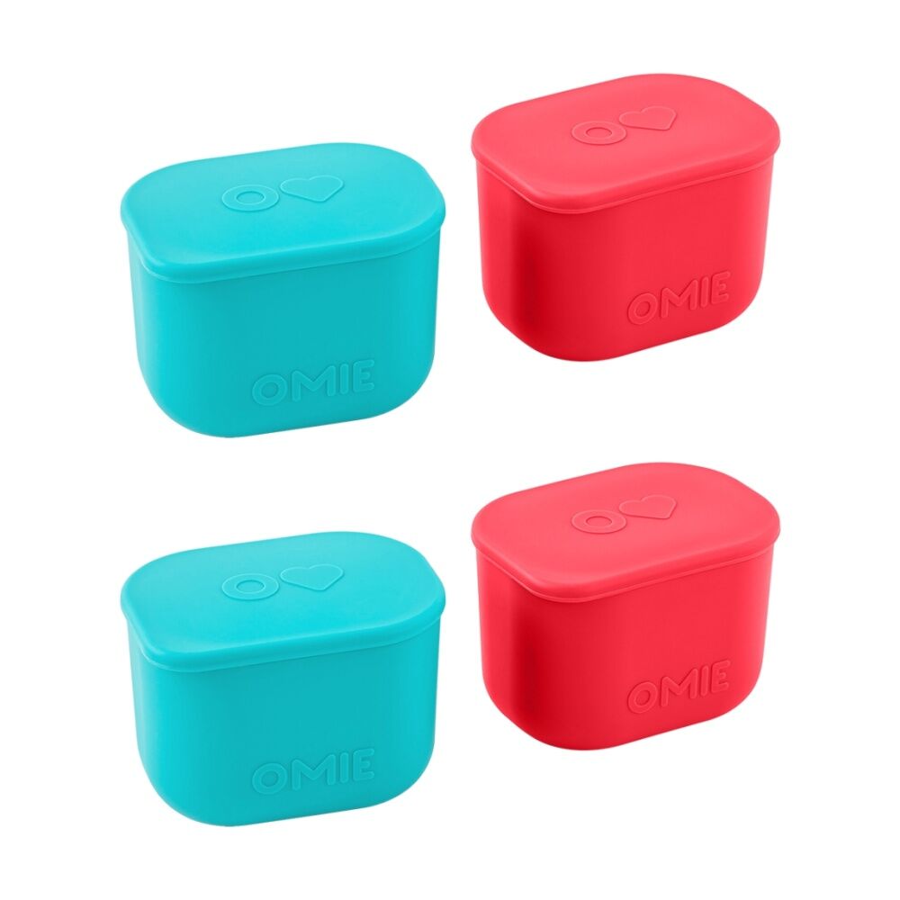 2x 2pc Omie Omiebox Up Silicone Dip Leakproof Containers Set Pink/Teal 220ml