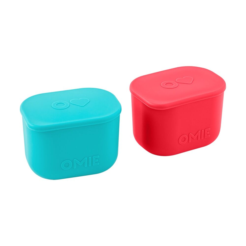 2x 2pc Omie Omiebox Up Silicone Dip Leakproof Containers Set Pink/Teal 220ml