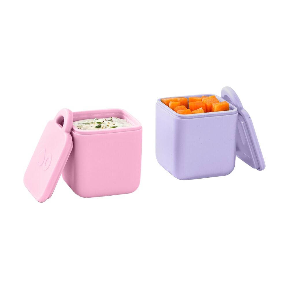 2x 2pc Omie OmieDip Silicone Leakproof Dip Containers Set Purple/Pink 220ml