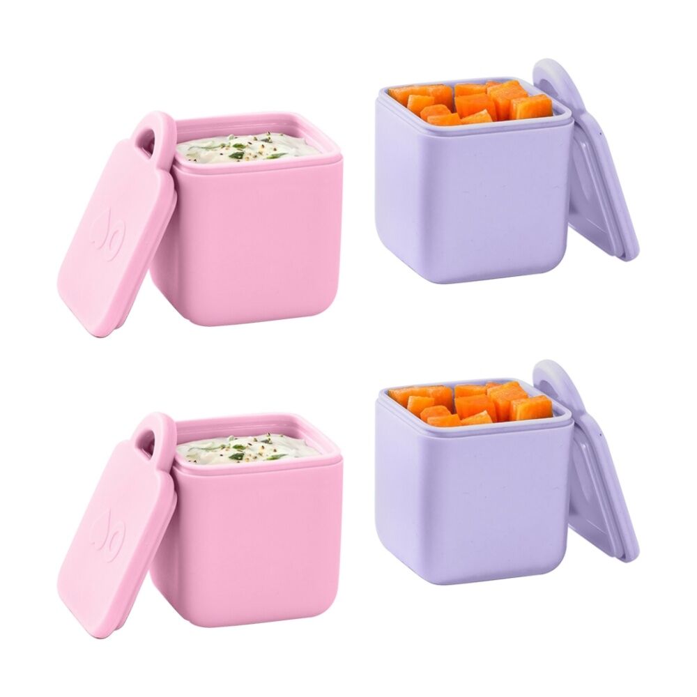 2x 2pc Omie OmieDip Silicone Leakproof Dip Containers Set Purple/Pink 220ml