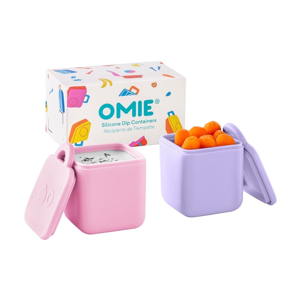 2x 2pc Omie OmieDip Silicone Leakproof Dip Containers Set Purple/Pink 220ml
