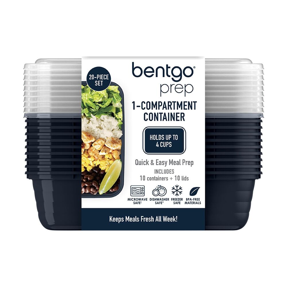 2x 10pc Bentgo Prep 1 Compartment 4 Cup Capacity Container Pack Navy Blue