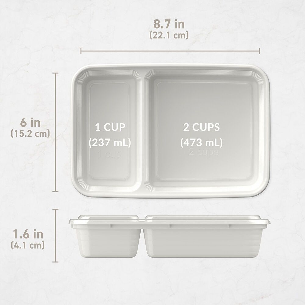 2x 10pc Bentgo Prep 2 Compartment 3 Cup Capacity Container Pack Whisper Grey
