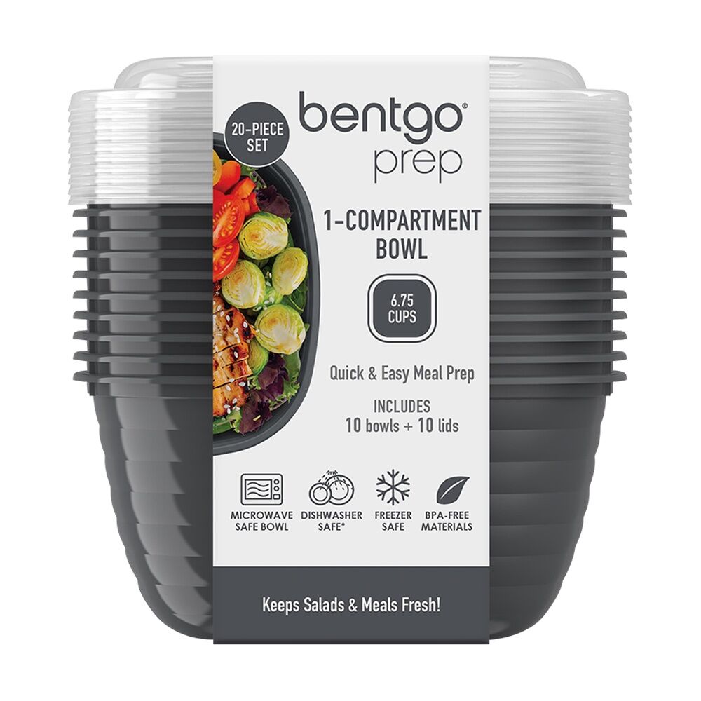 2x 10pc Bentgo Prep 1 Compartment 6.75 Cup Capacity Bowl Pack Graphite