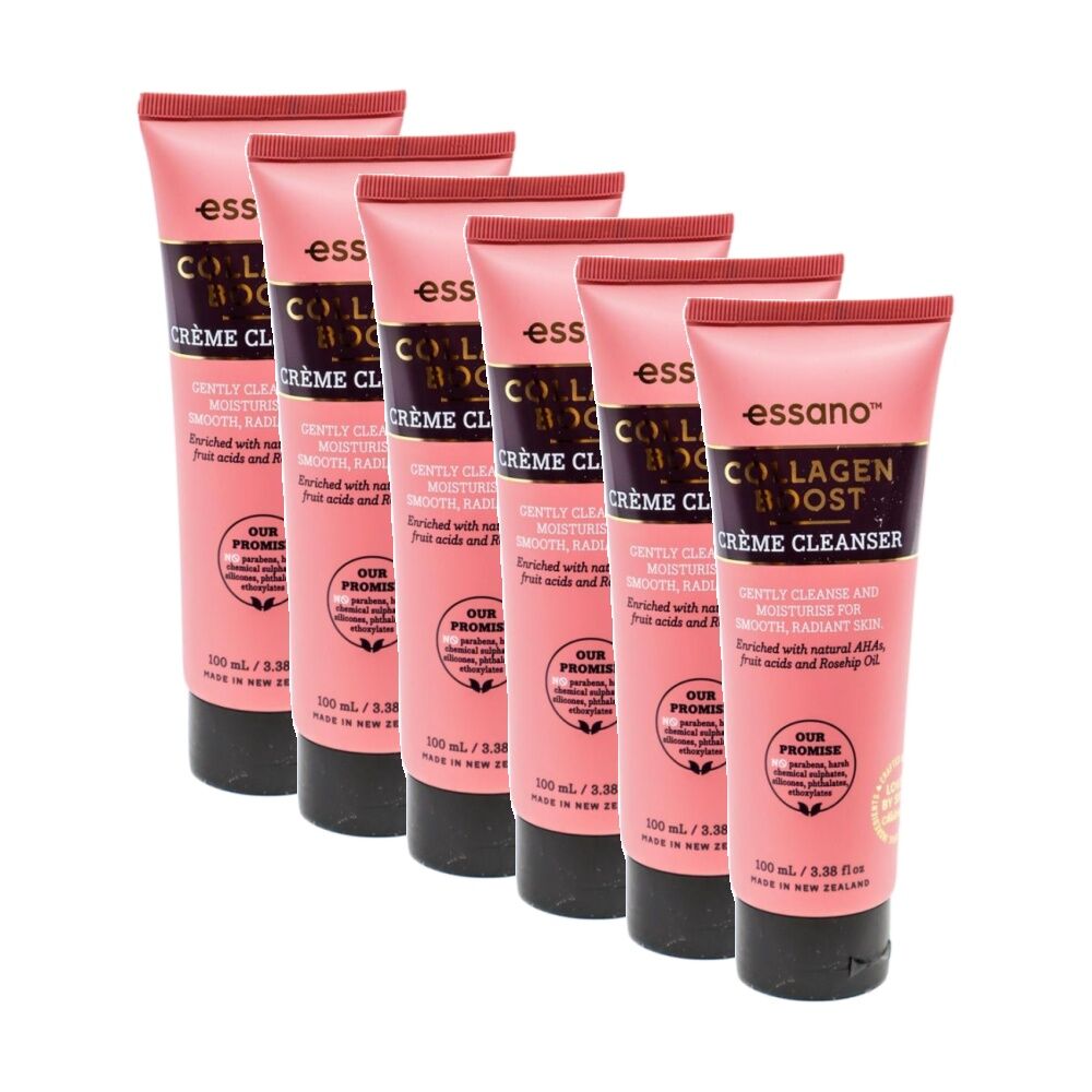 6PK Essano Collagen Boost Creme Cleanser W/ Rosehip Oil Natural & AHAs 100ml