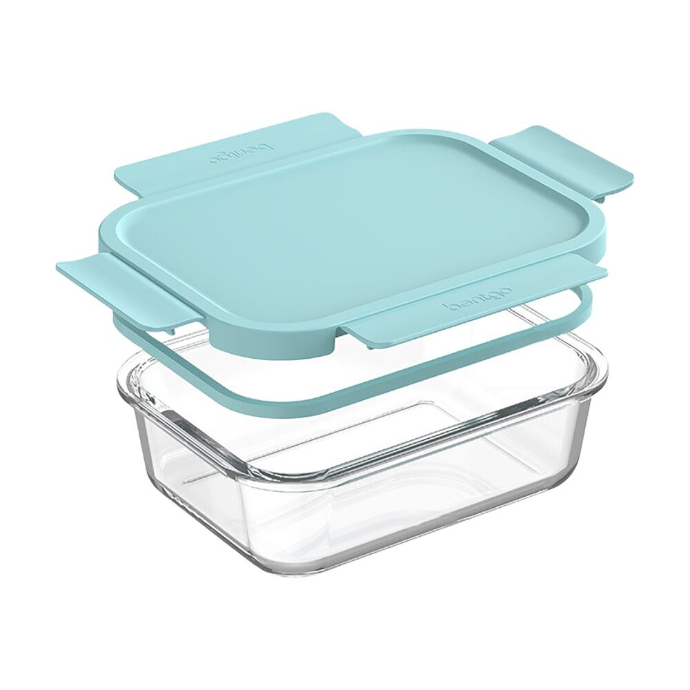 4pc Bentgo Rectangle Leakproof Glass Food Container With Lids Set Soft Aqua