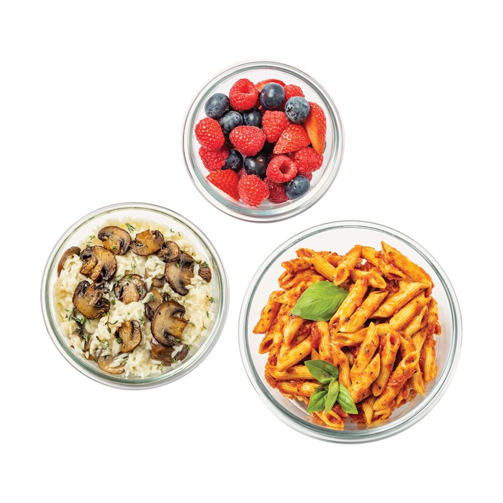 3pc Bentgo Round Leakproof Glass Food Container With Lids Set Soft Aqua
