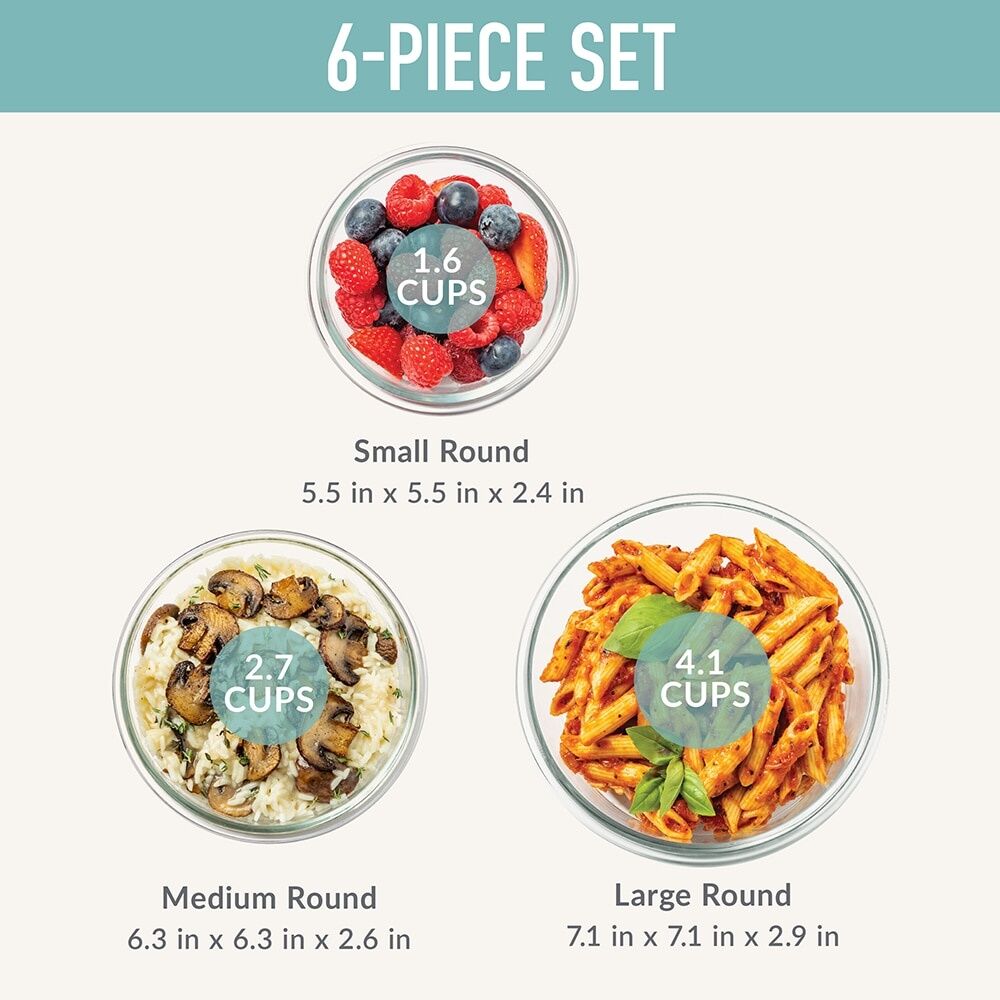 3pc Bentgo Round Leakproof Glass Food Container With Lids Set Soft Aqua