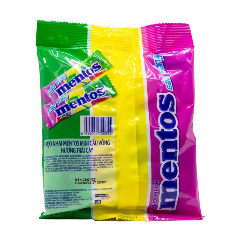 45PK Mentos Mini Rainbow Chewy Candy Fruit Flavours Sweets Chew 108g