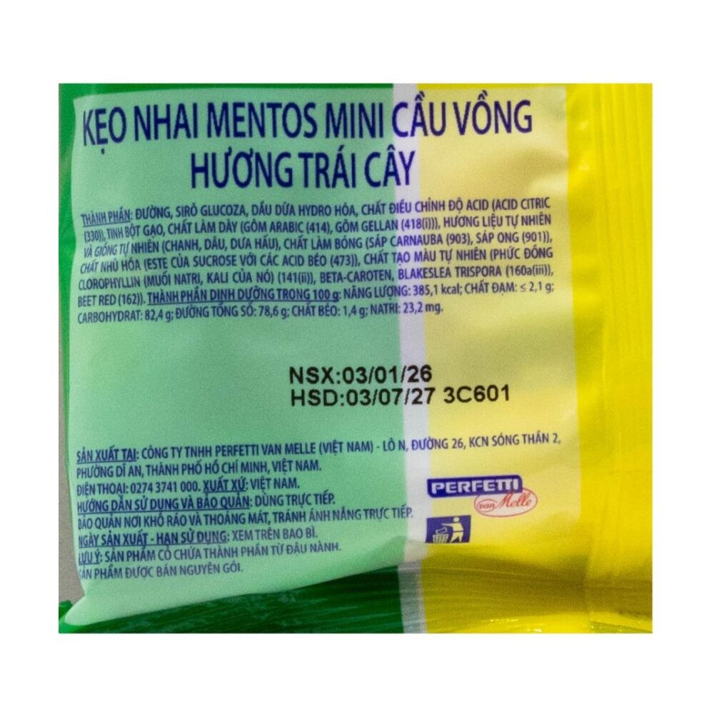45PK Mentos Mini Rainbow Chewy Candy Fruit Flavours Sweets Chew 108g