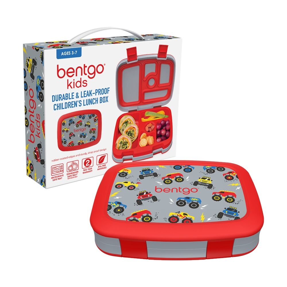 Bentgo Kids Prints Leakproof 5 Compartments Lunch Box Trucks 3y+