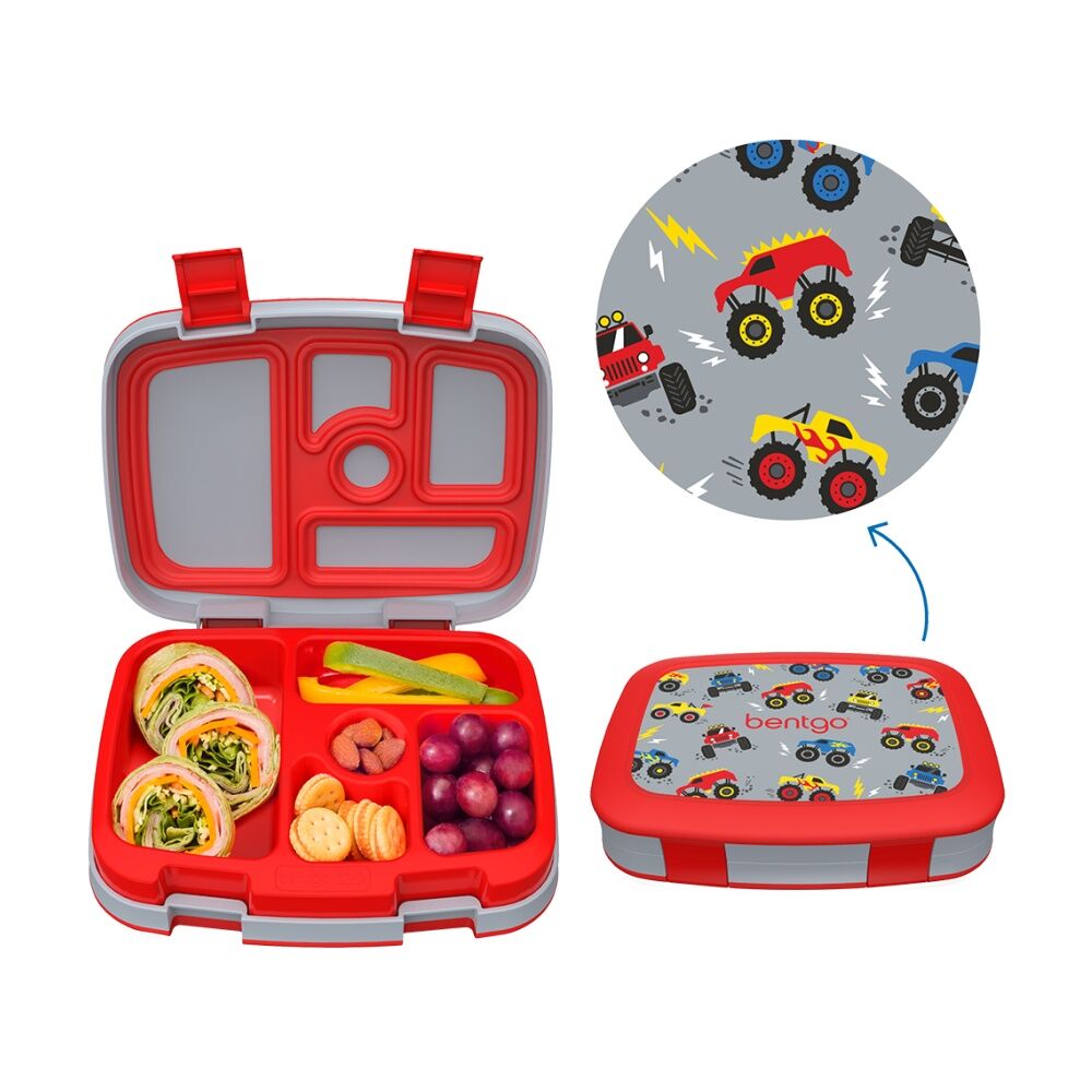 Bentgo Kids Prints Leakproof 5 Compartments Lunch Box Trucks 3y+