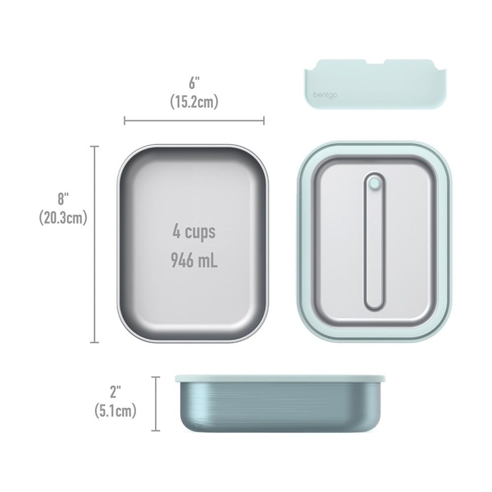Bentgo Microsteel Lunch Box 5 Cup Airtight Leakproof Container Aqua 1200ml