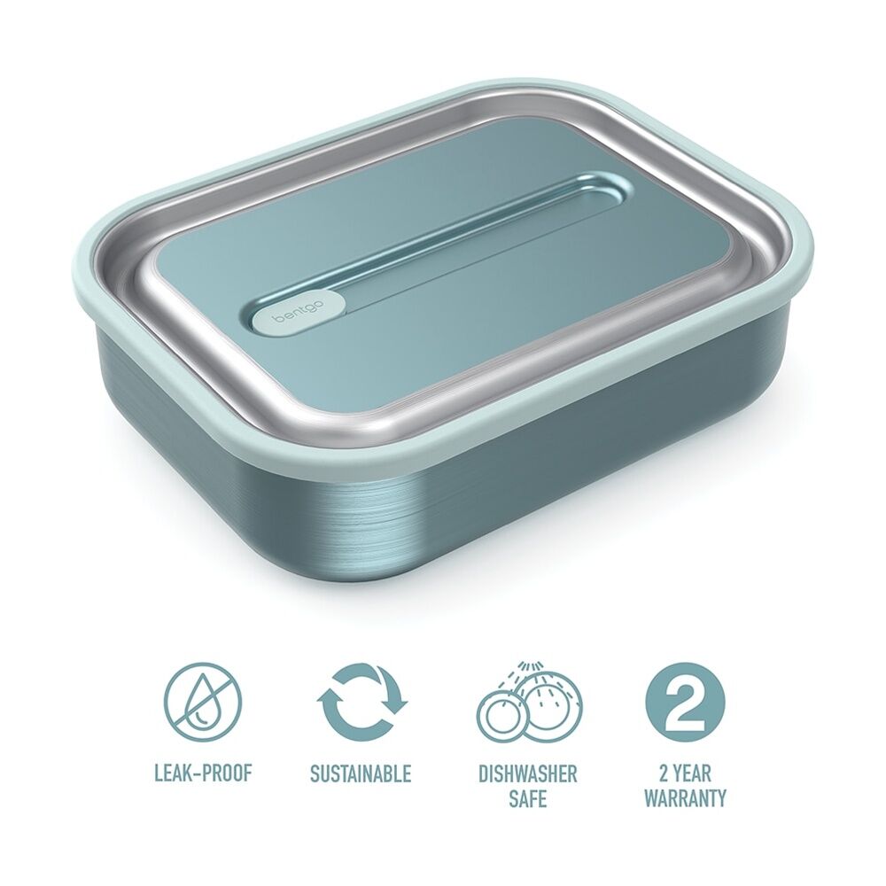 Bentgo Microsteel Lunch Box 5 Cup Airtight Leakproof Container Aqua 1200ml