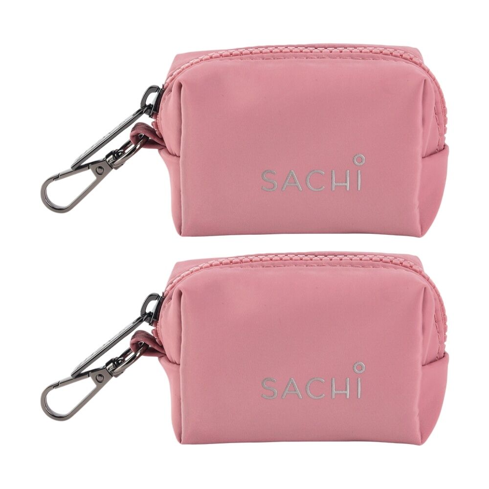 2PK Sachi PupPack Portable Waste Bag Holder Zip Closure Accessory Blush