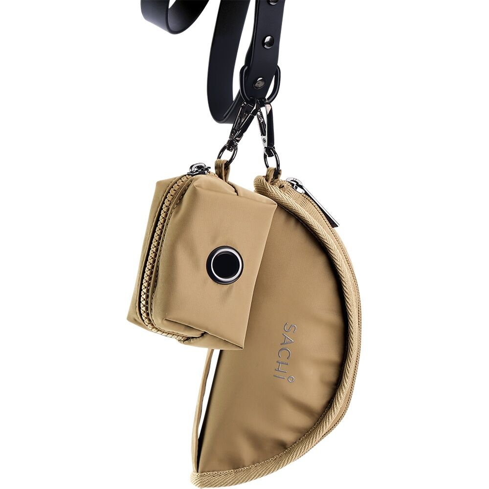 2PK Sachi PupPack Portable Waste Bag Holder Zip Closure Accessory Latte