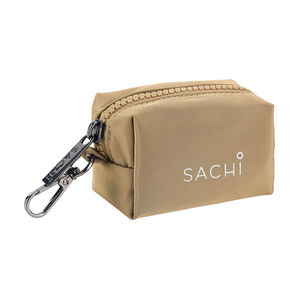 2PK Sachi PupPack Portable Waste Bag Holder Zip Closure Accessory Latte