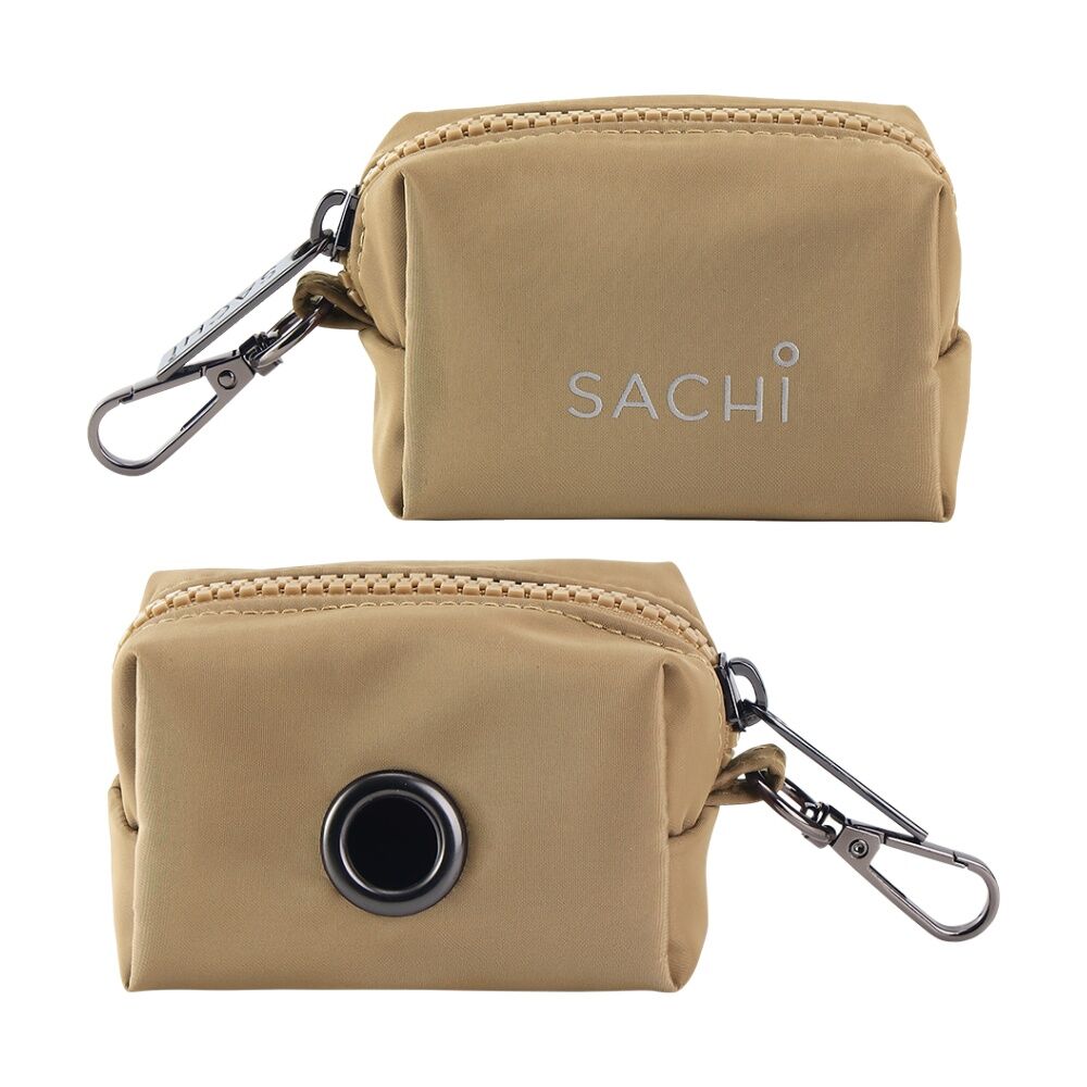 2PK Sachi PupPack Portable Waste Bag Holder Zip Closure Accessory Latte