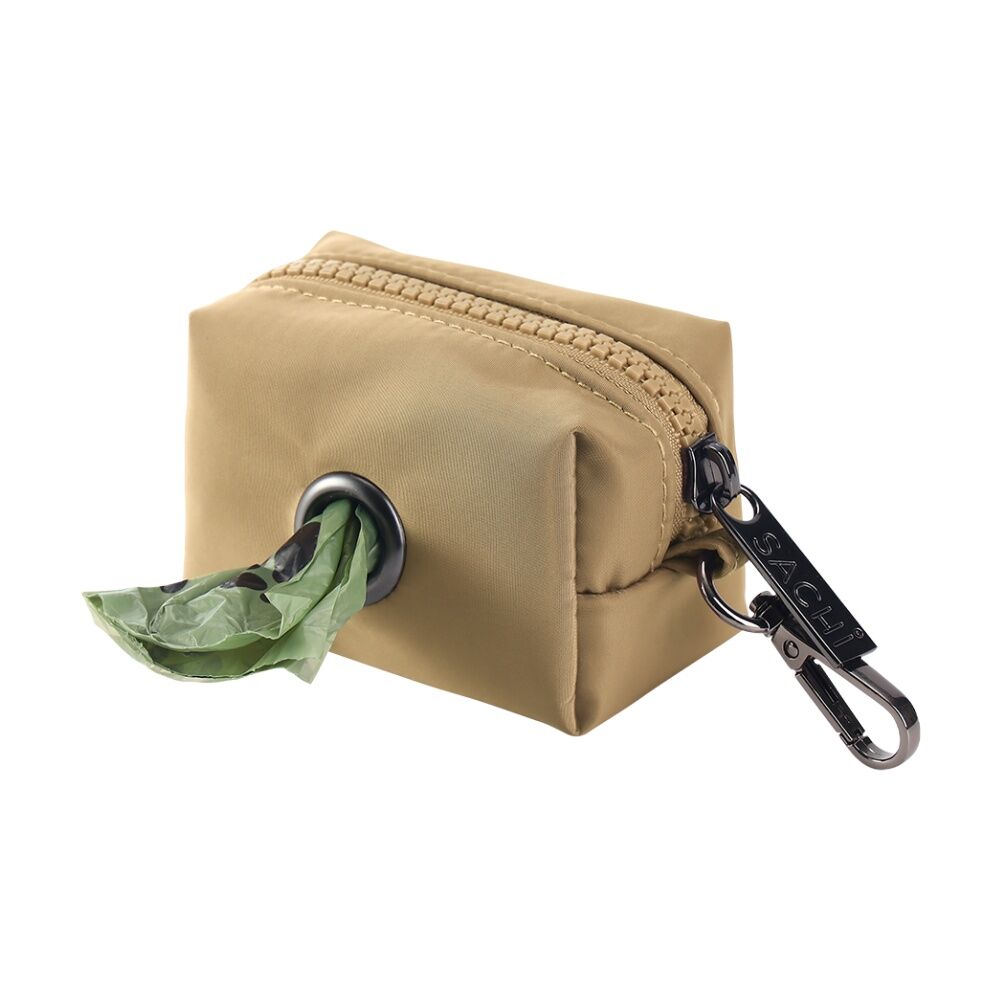 2PK Sachi PupPack Portable Waste Bag Holder Zip Closure Accessory Latte