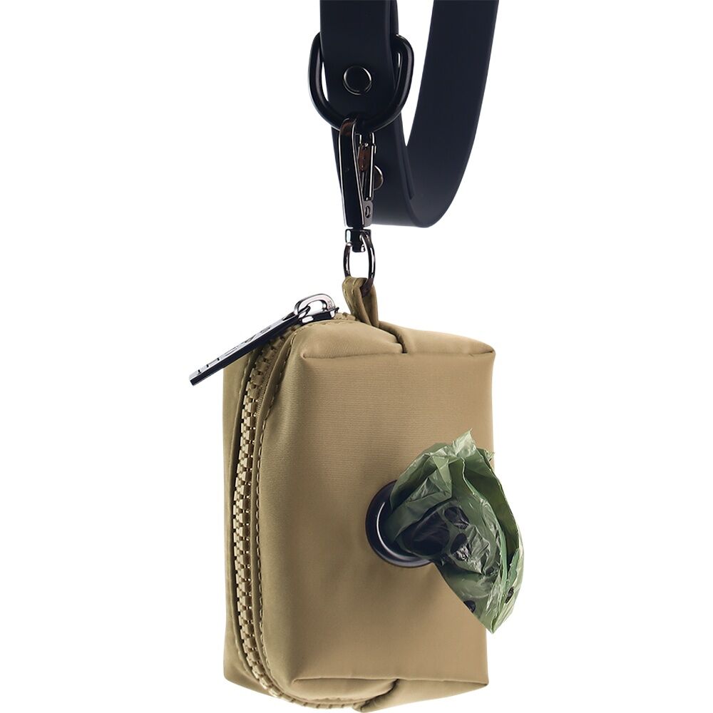 2PK Sachi PupPack Portable Waste Bag Holder Zip Closure Accessory Latte
