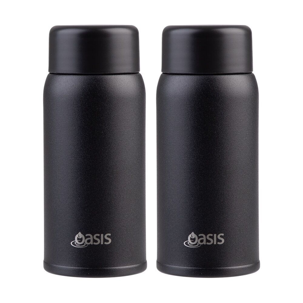 2PK Oasis Stainless Steel Double Wall Insulated Drink Bottle Black 150ml