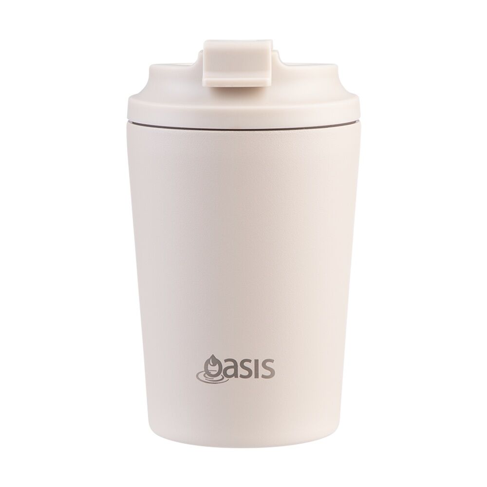 Oasis Ceramic Stainless Steel Coffee Cup D/Wall Insulated Oat 235ml