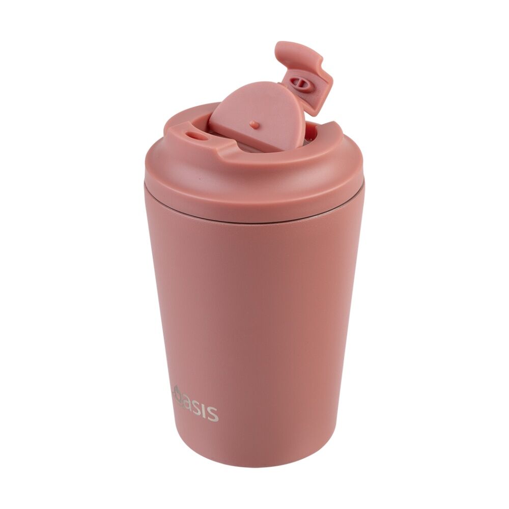 Oasis Ceramic Stainless Steel Coffee Cup Double Wall Insulated Auburn 360ml