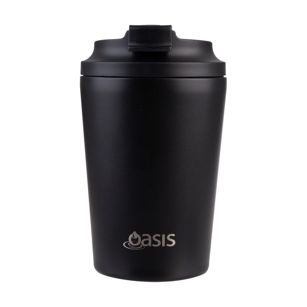 2PK Oasis Ceramic Stainless Steel Coffee Cup Double Wall Insulated Black 360ml