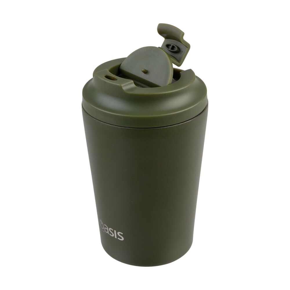 Oasis Ceramic Stainless Steel Coffee Cup D/Wall Insulated Forest Green 360ml