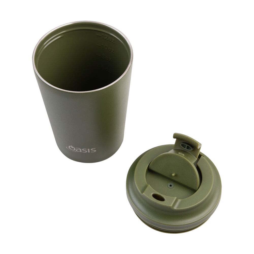Oasis Ceramic Stainless Steel Coffee Cup D/Wall Insulated Forest Green 360ml