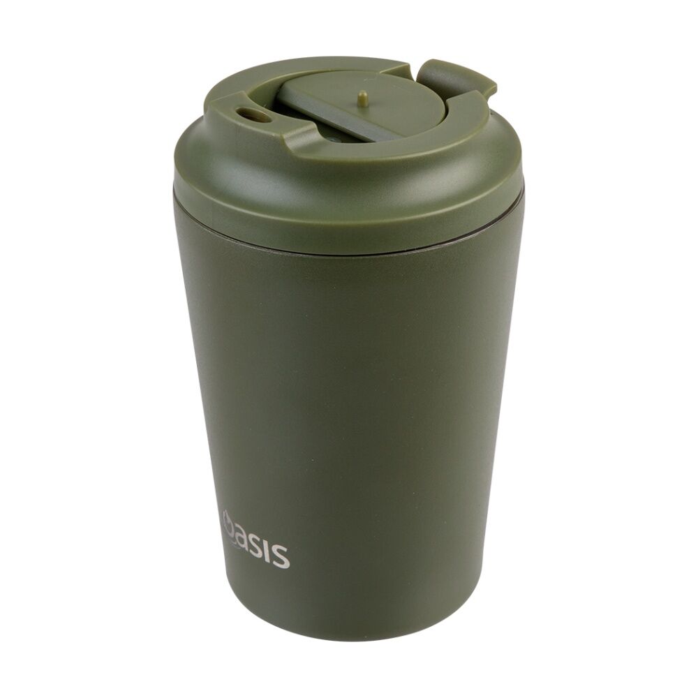 Oasis Ceramic Stainless Steel Coffee Cup D/Wall Insulated Forest Green 360ml