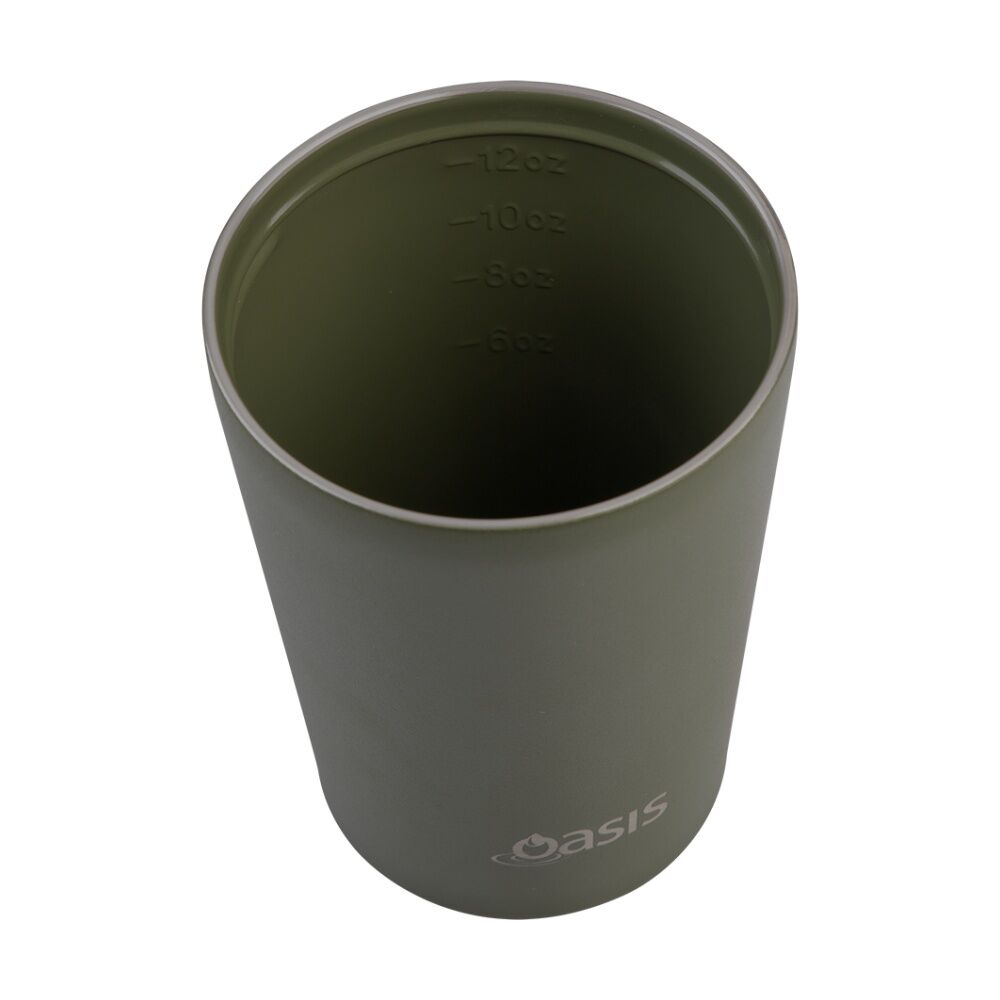 Oasis Ceramic Stainless Steel Coffee Cup D/Wall Insulated Forest Green 360ml