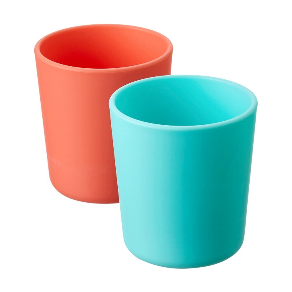 4x 2pc Nuby Brights Tumblers Cup Durable Kids Plastic Dinnerware Orange/Teal