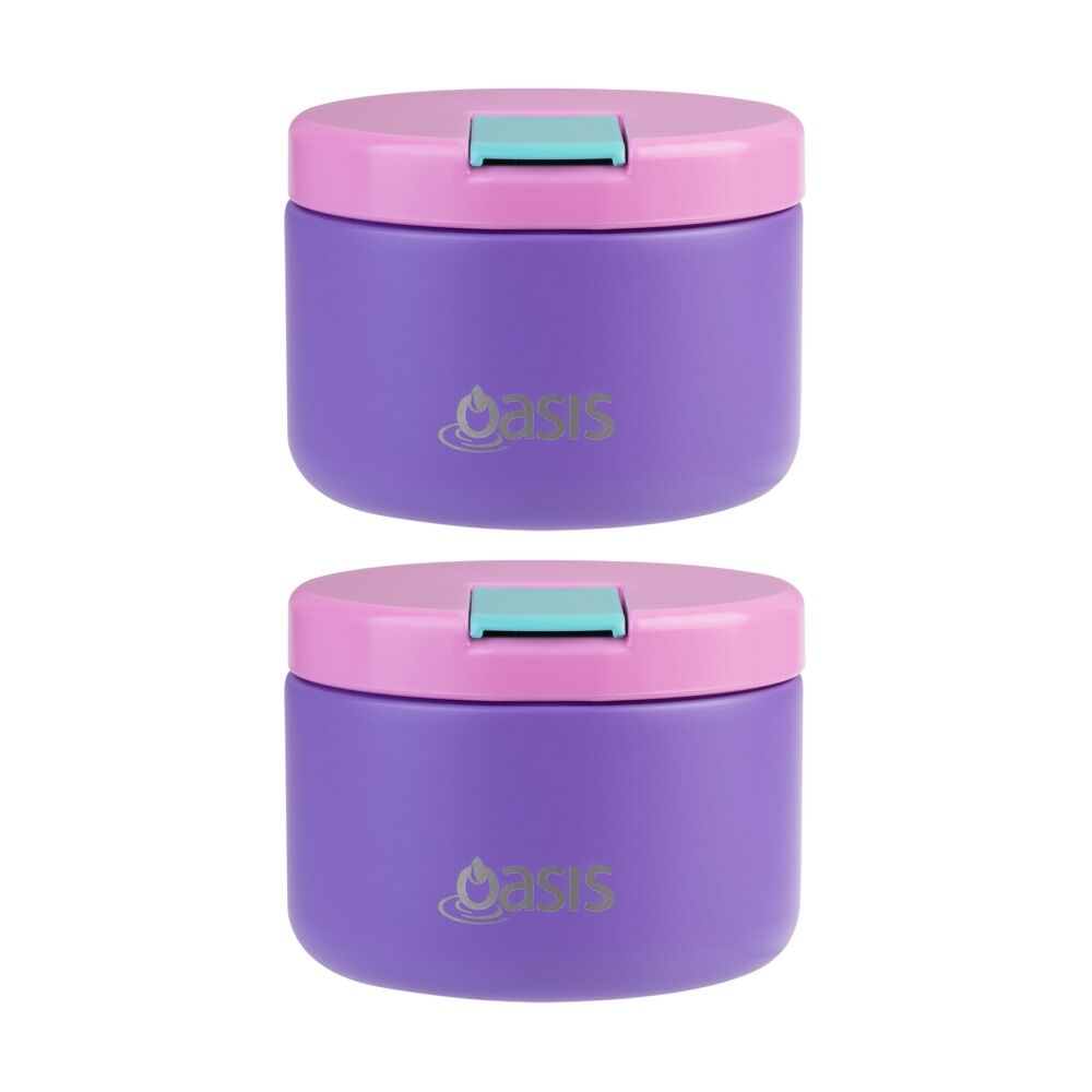 2PK Oasis Stainless Steel Double Wall Insulated Food Flask Mermaid Purple 300ml