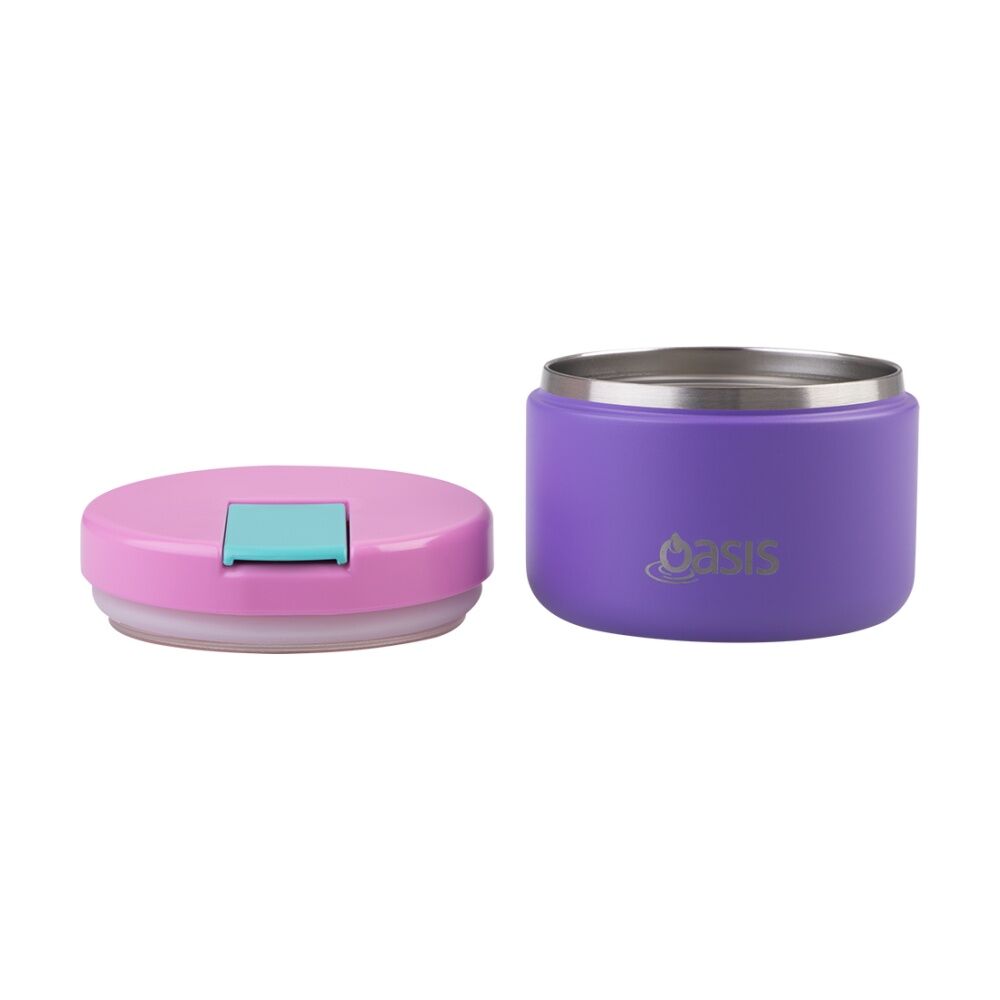 2PK Oasis Stainless Steel Double Wall Insulated Food Flask Mermaid Purple 300ml